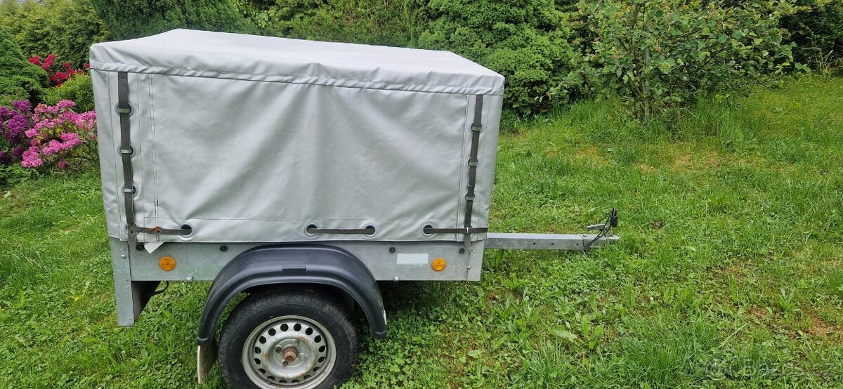 Přívěsný vozík, kára s plachtou - nová STK - 2