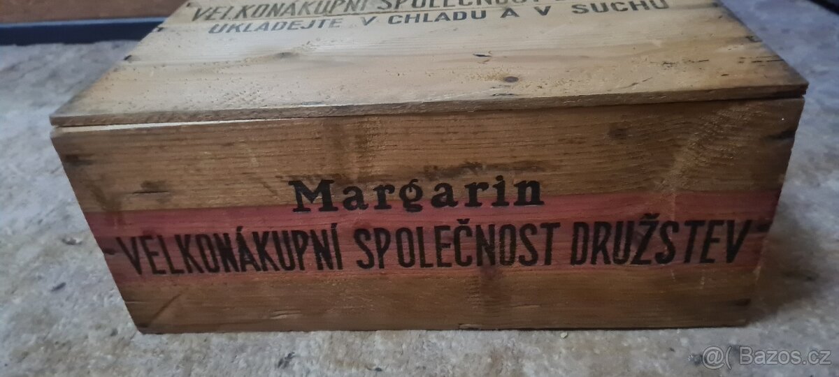 Stará dřevěná přepravka na čajový margarin Dukát (1930-1945) - 2