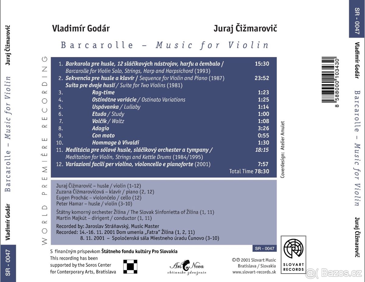 CD Music for Violin - Barcarolle – Vladimír Godár - 2