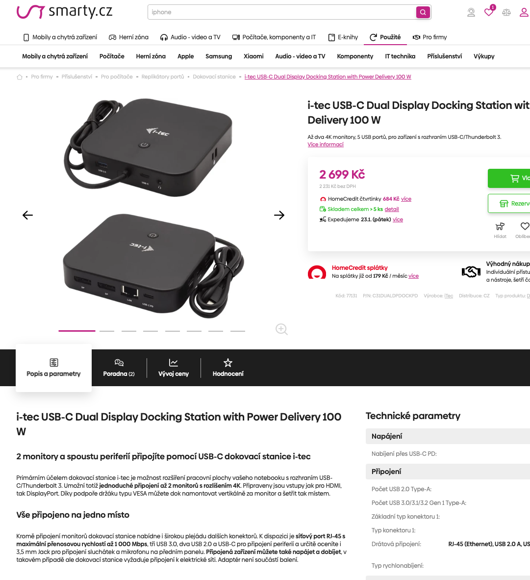 I-tec dock stanice, PD 100 W - 2