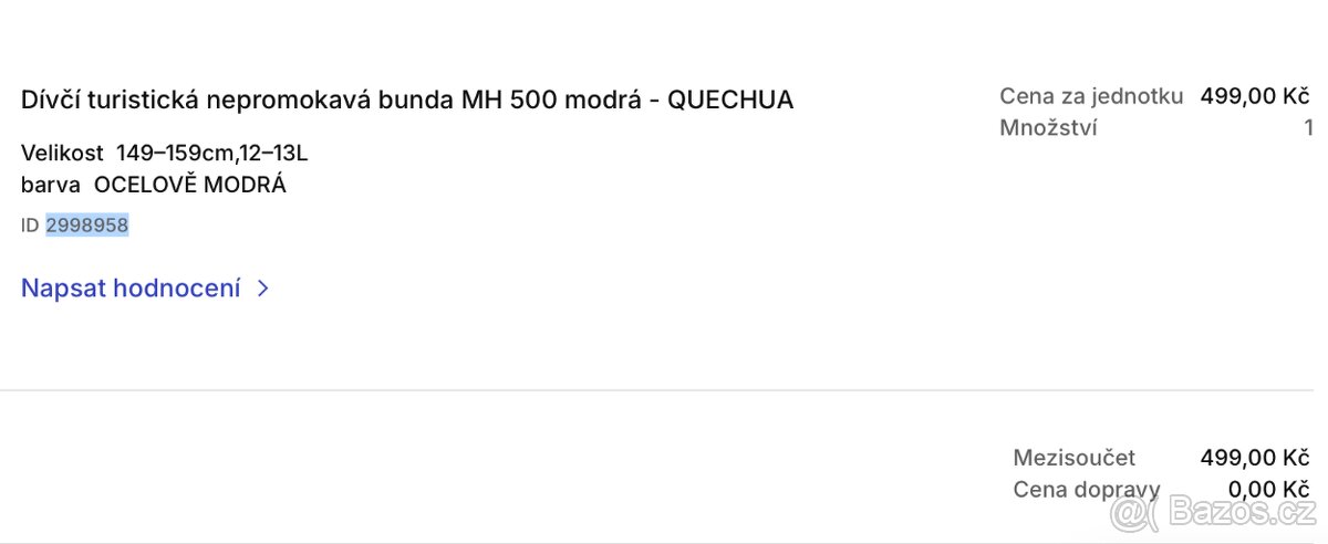 Dívčí turistická nepromokavá bunda MH 500 modrá - QUECHUA - 2