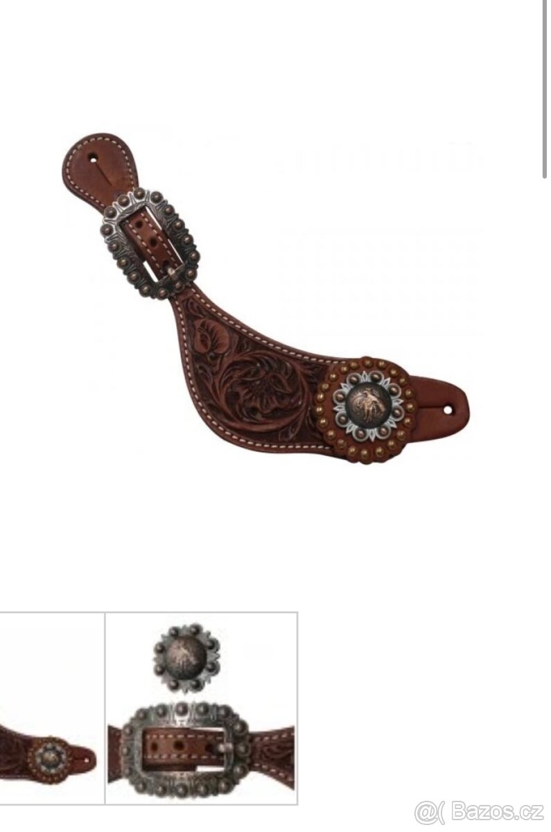 Prodám nové kožené westernové řemínky k ostruhám - 2