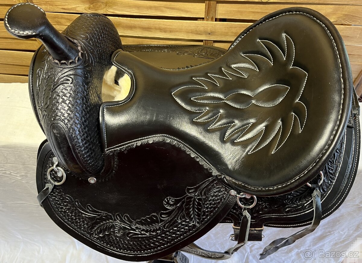 Westernové sedlo 26) černé oválné krátké široké - 2