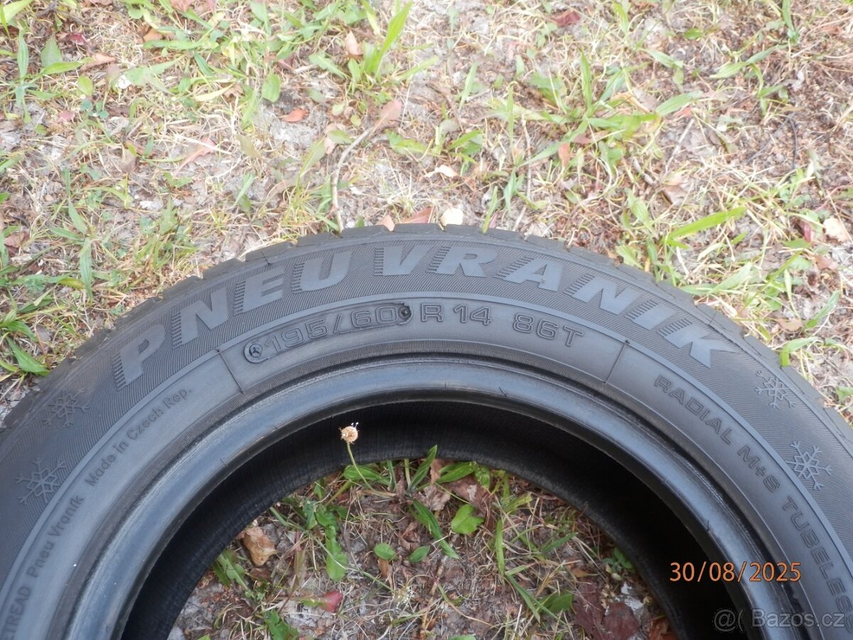 2xZimní gumy PNEU VRANIK 195/60 R14 2x7,2MM - 2