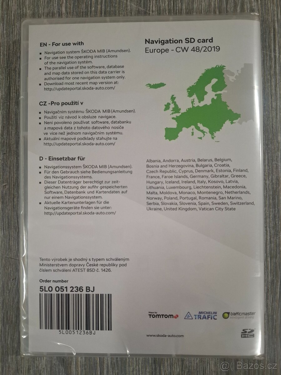 Navigační SD karta Evropa Škoda - 2