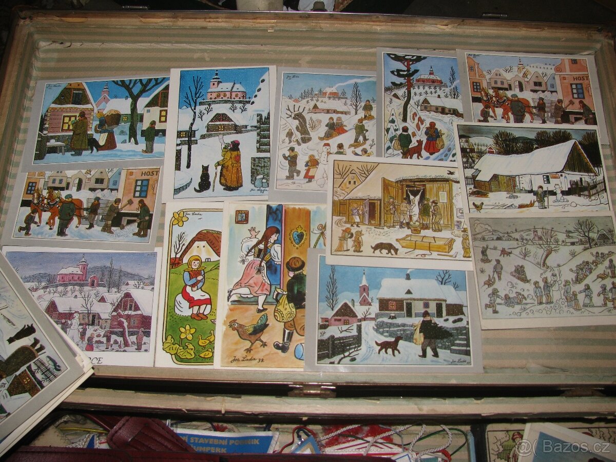 staré pohlednice ze světa + domácí- svatební oznámení, přání - 2