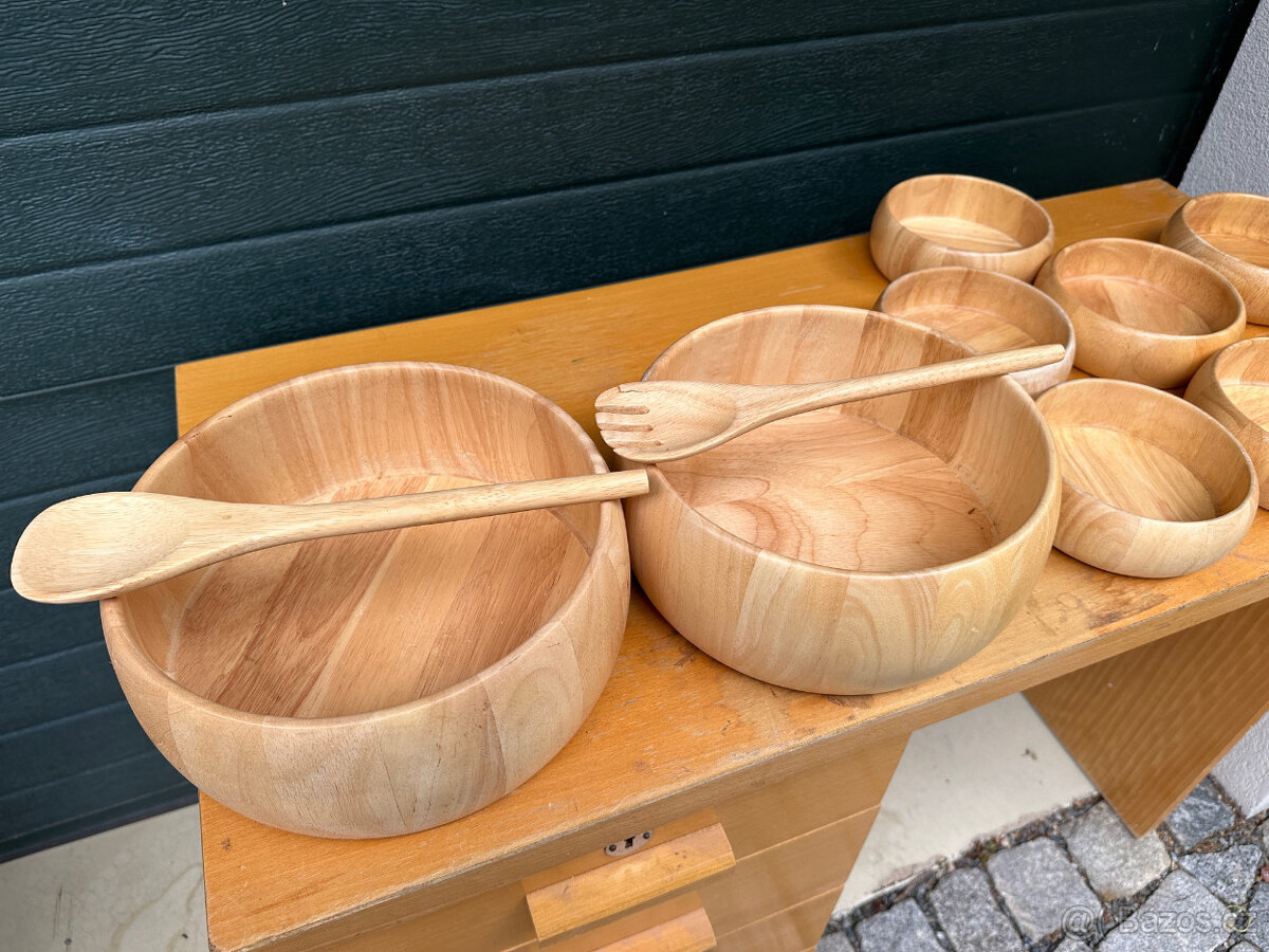 Sada dřevěných salátových misek - 2