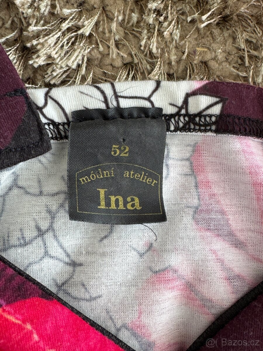 Dámské květinové růžové šaty Ateliér INA vel. 52 - 2