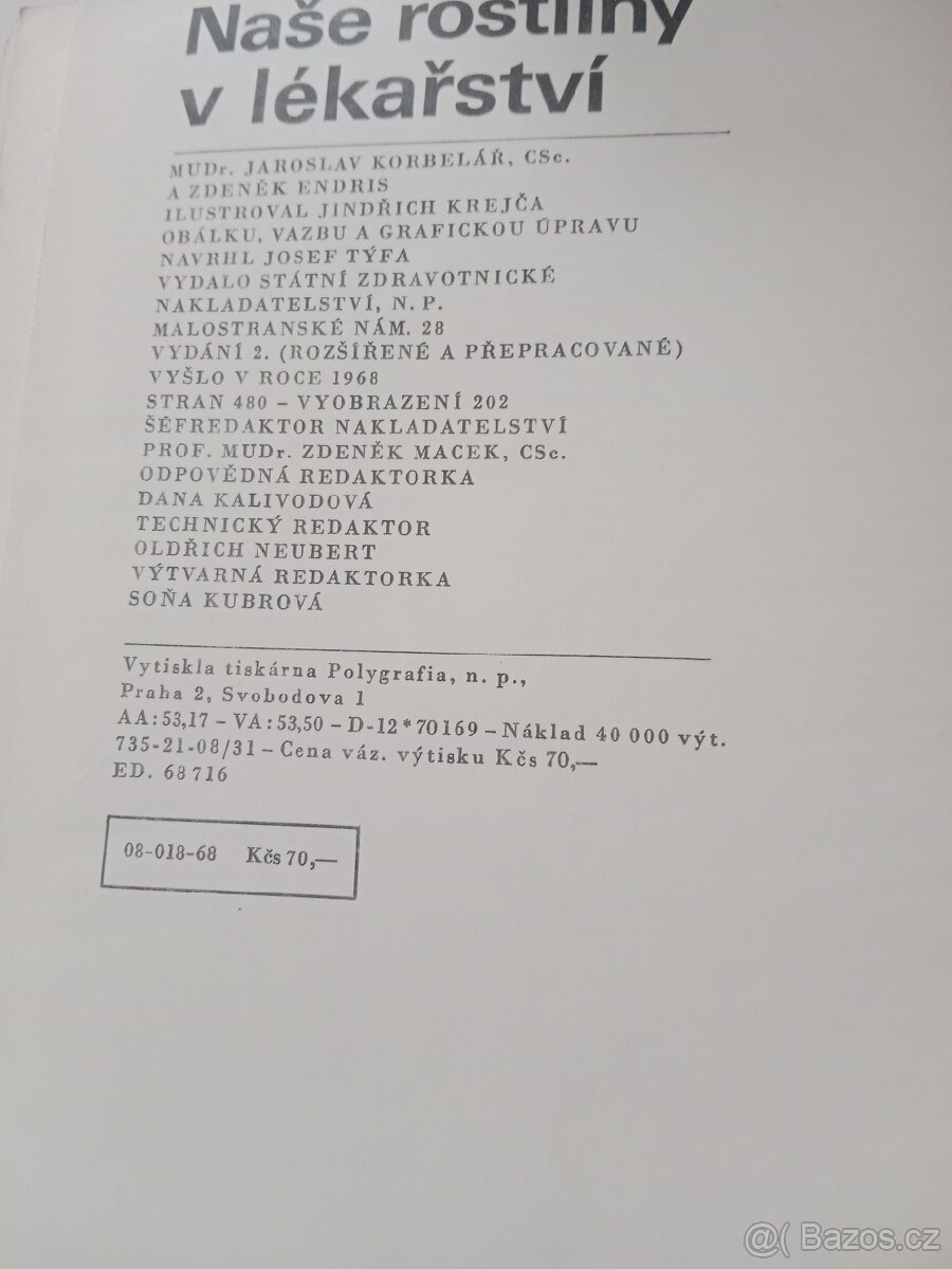 Naše rostliny v lékařství (Korbelář–Endris–Krejča), 1968 - 2