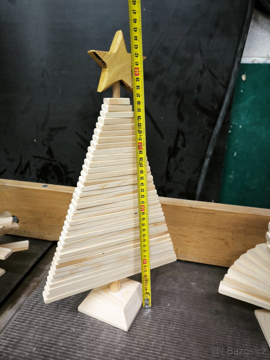 Dřevěný stromek, hvězda, vločka - 2