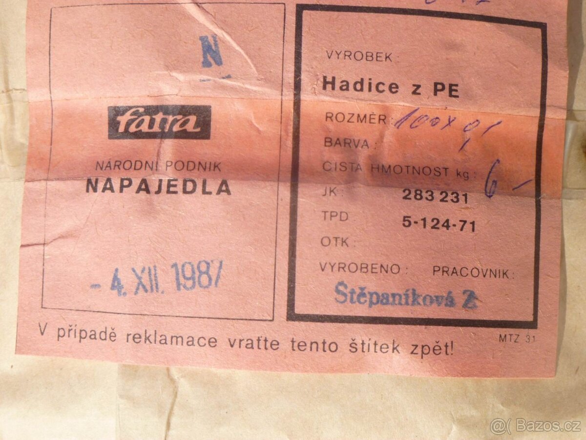 Polyetylenová folie hadice o šířce 10 - 35 cm . - 2