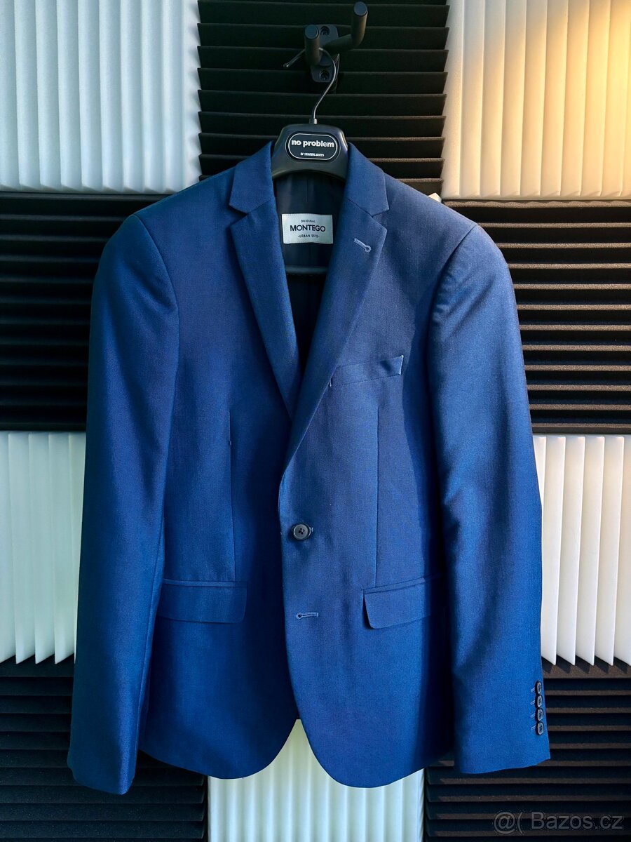 Modrý pánský oblek – sako + kalhoty - 2