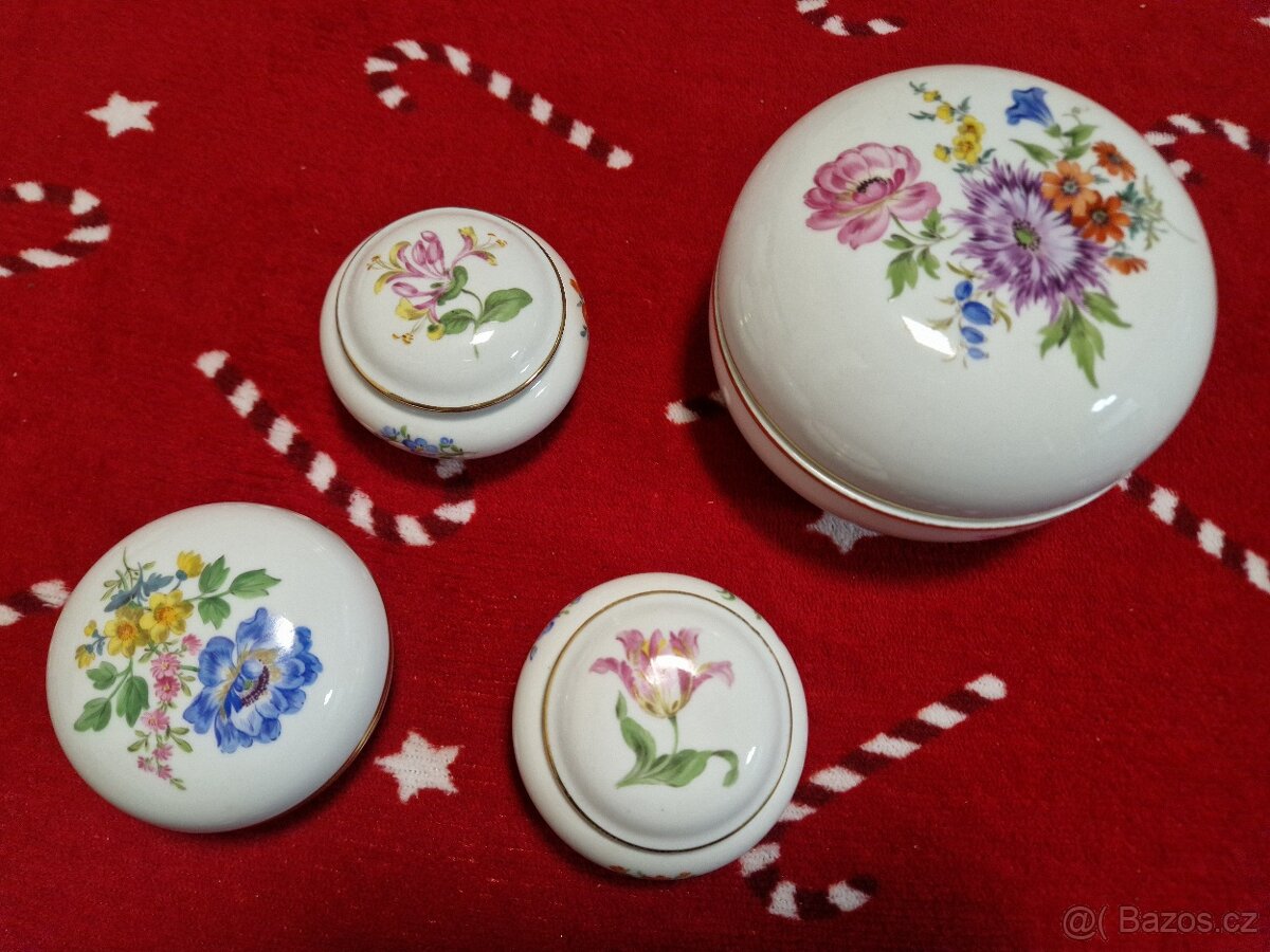 Porcelánové šperkovnice Meissen – 4 kusy - 2