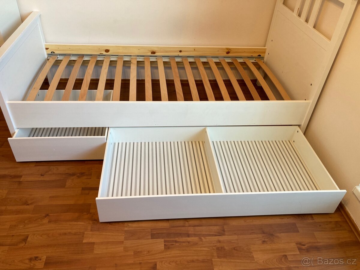 Rám postele Hemnes 90x200 s roštem a šuplíky - 2