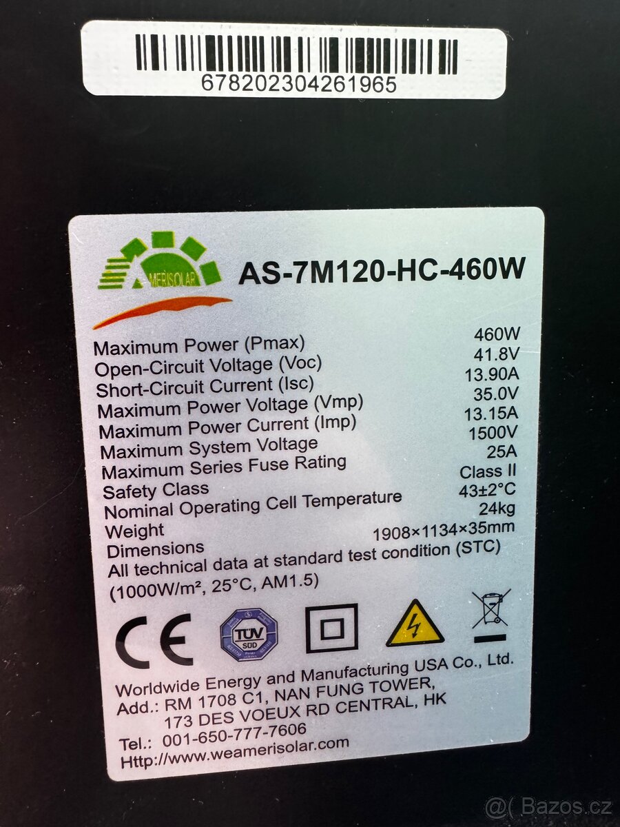 2x Solární panel Ameri Solar 460Wp - 2