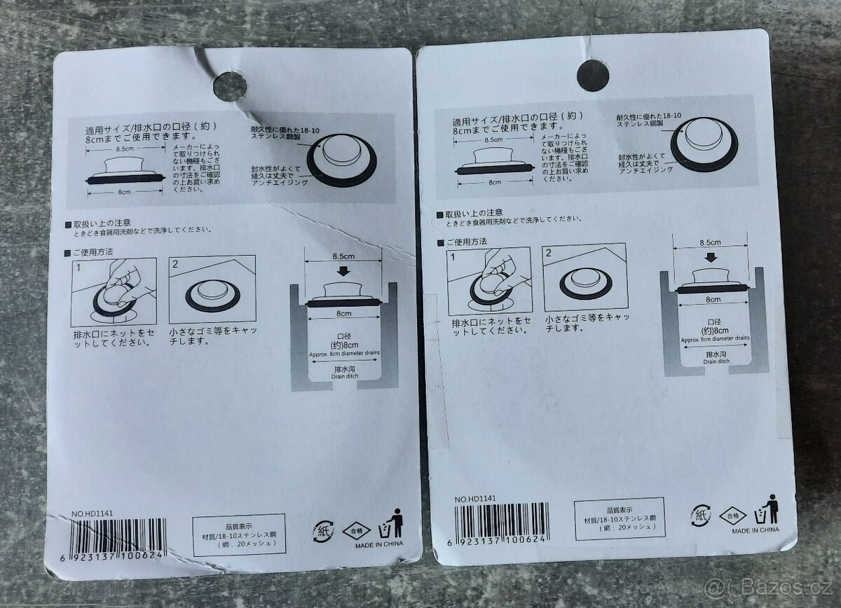 Zátka, špunty do dřezu - 2 kusy za jednu cenu - 2