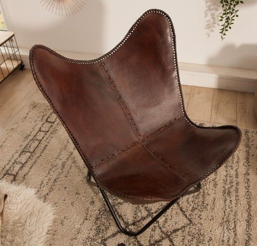 ŽIDLO-KŘESLO BUTTERFLY BROWN II PRAVÁ KŮŽE - 2