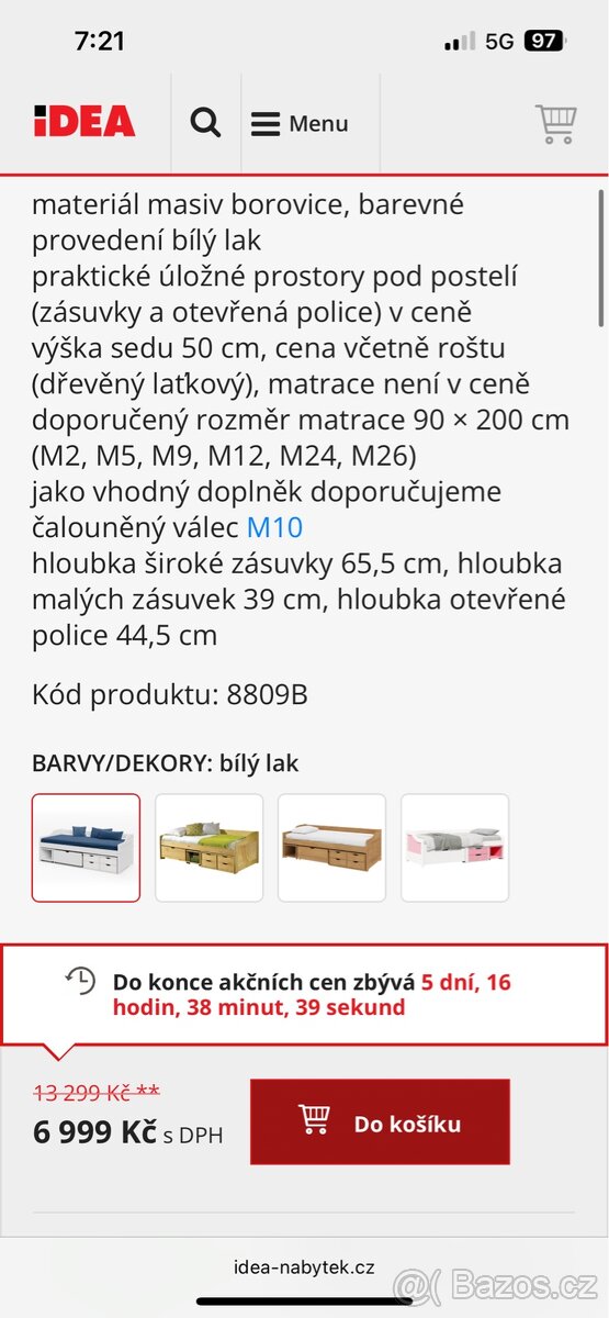 Jednolůžková postel se zásuvkami - 2