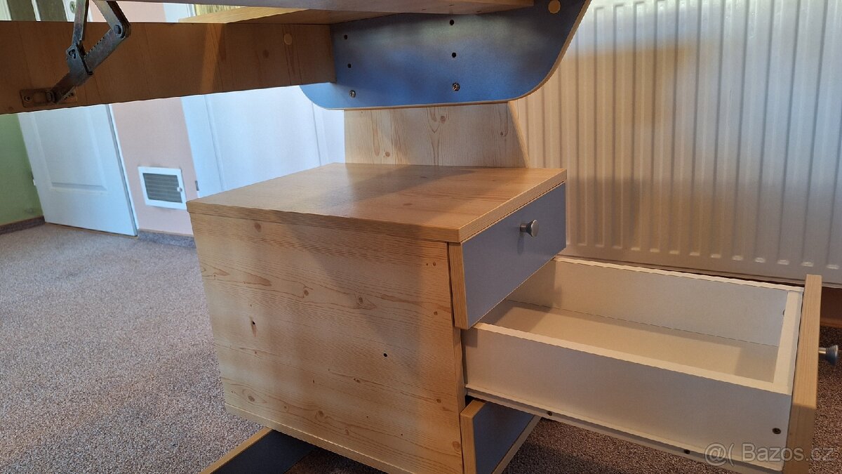 Rostoucí a polohovací psací stůl - modrý - 2