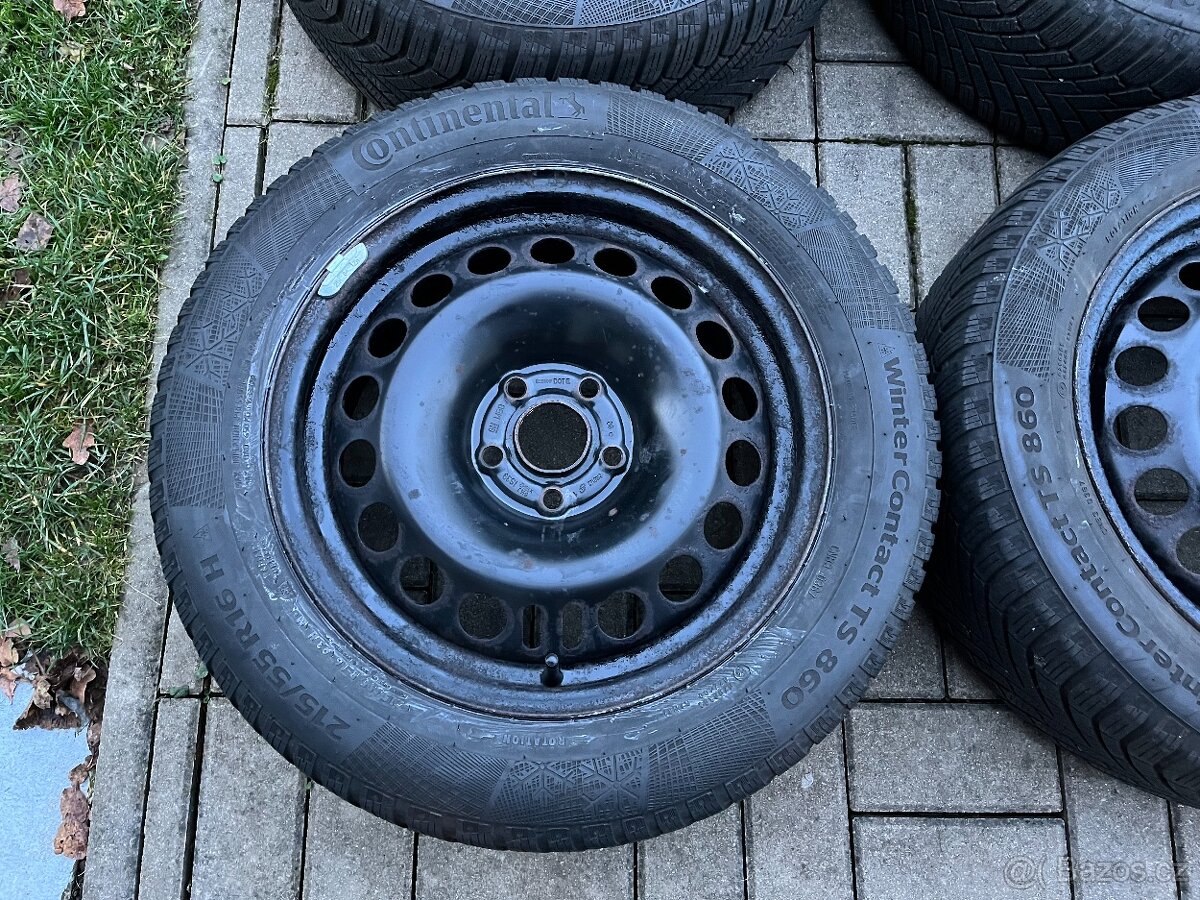 4x plechový disky 5x105 R16, zimní pneu - 2
