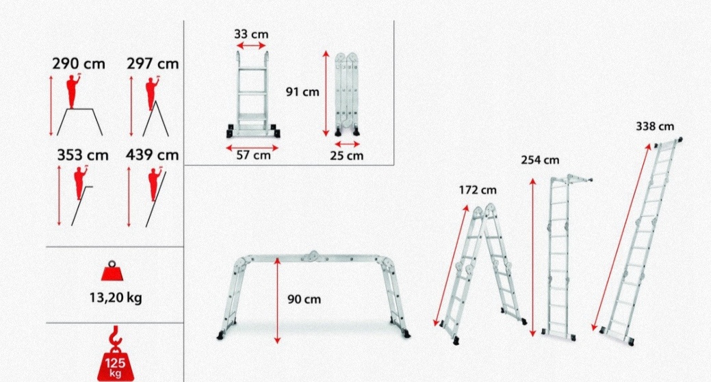 Univerzalni kloubovy zebrik s podlazkou - 2