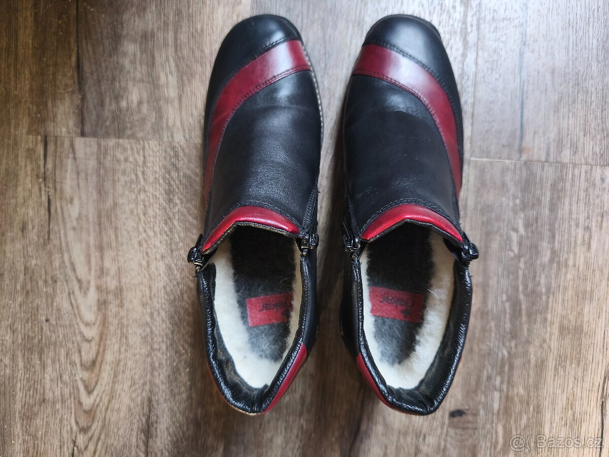 Teplé kožené vínovočerné boty RIEKER v.38-top stav - 2