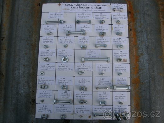 Sada šroubů k rámu na Jawa Pařez 550,555 - 2