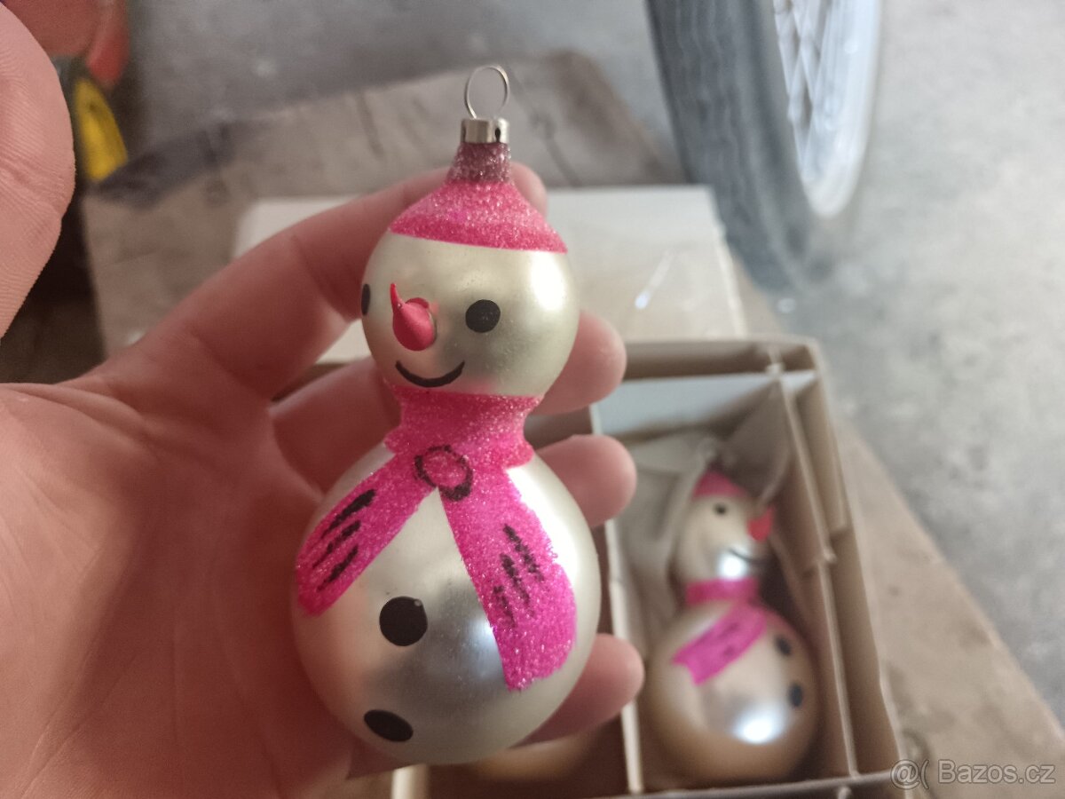 Retro 3X ozdoba sněhulák - 2