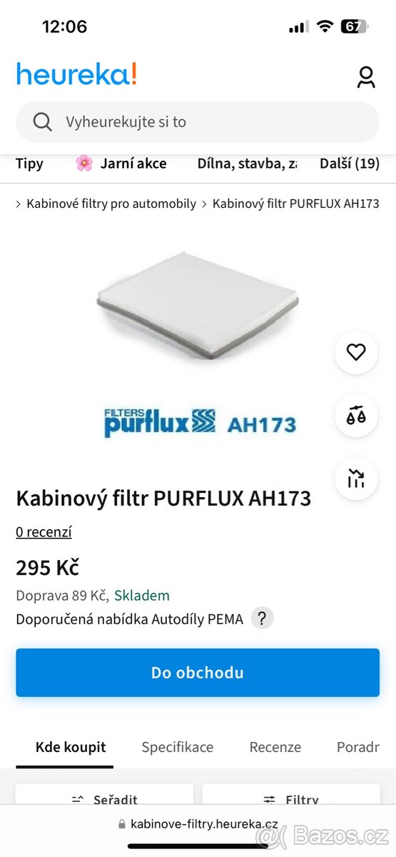 Kabinový filtr PURFLUX AH173 - 2