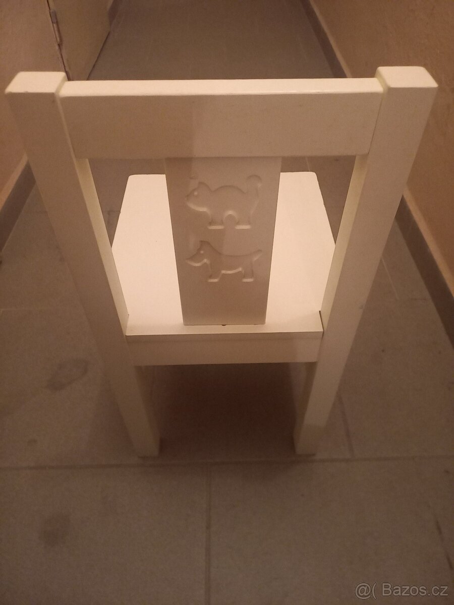 DĚTSKÁ DŘEVĚNÁ ŽIDLIČKA IKEA BÍLÁ KRITTER - 2