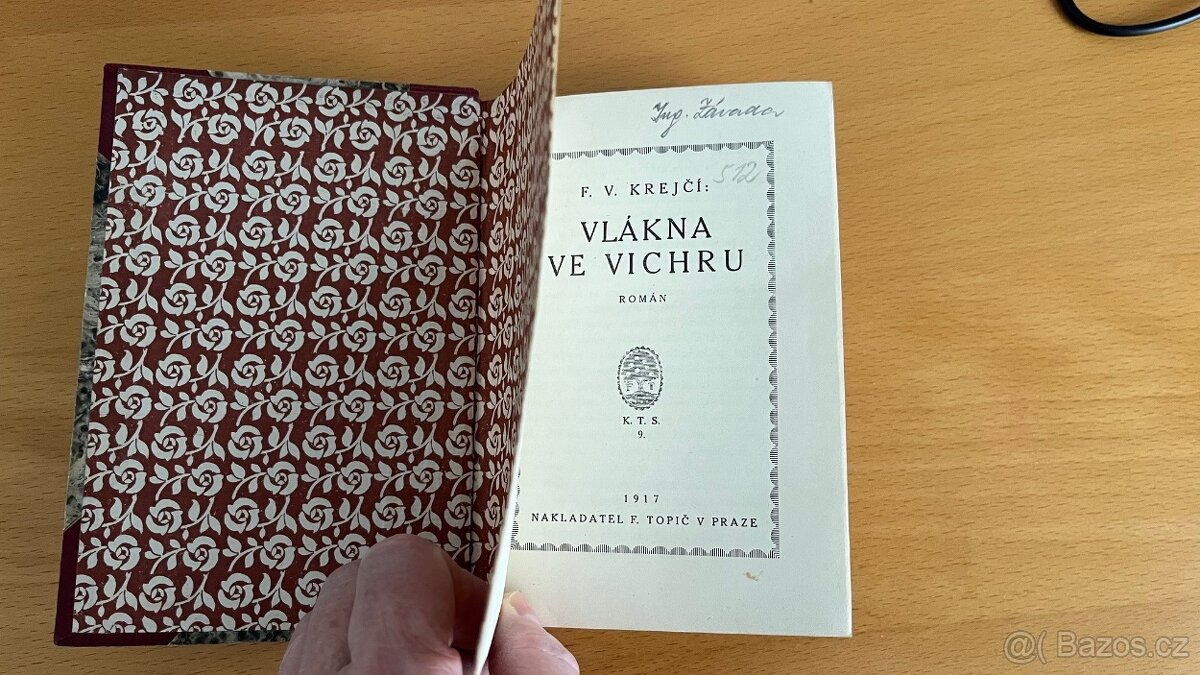 F.V.Krejčí, Vlákna ve vichru, rok vydání 1917, předání Brno - 2