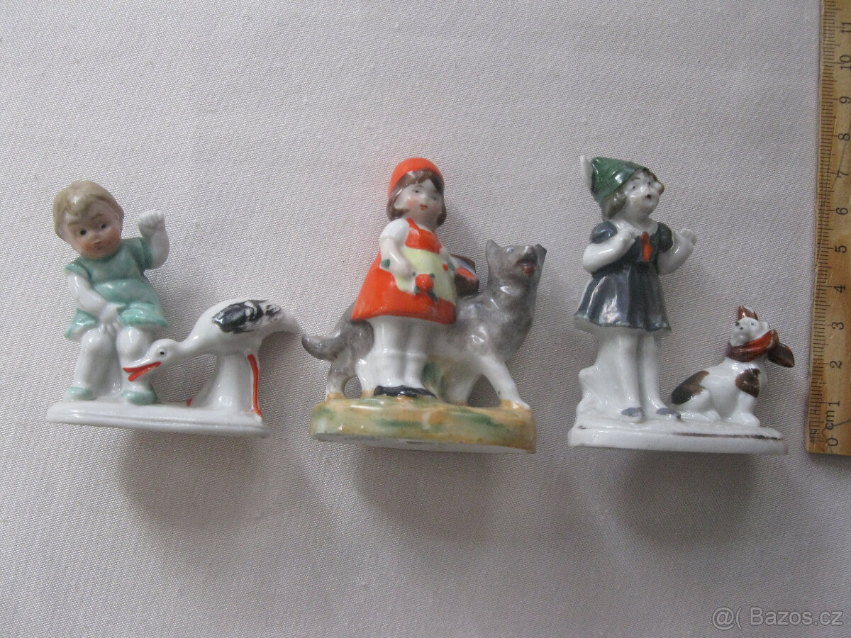 Starožitné malé sošky, starožitný popelník,mísky,anděl 3x - 2