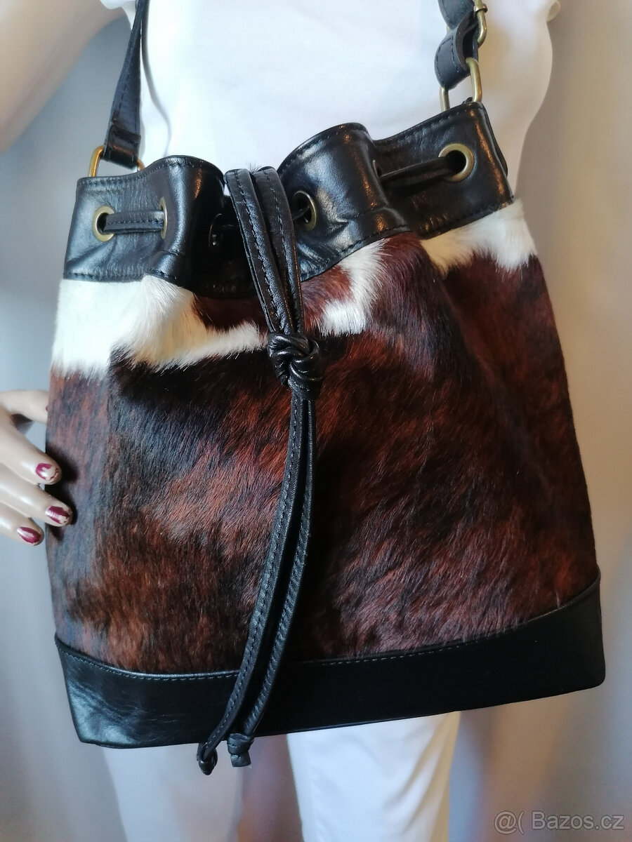 Nová kožená kabelka se srstí (Itálie) - 2