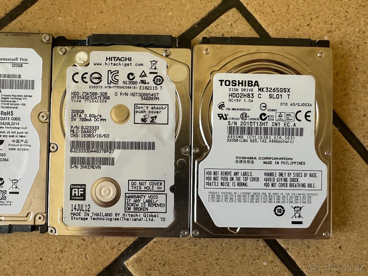Pevné disky 2,5" - 250GB / 320GB - 2