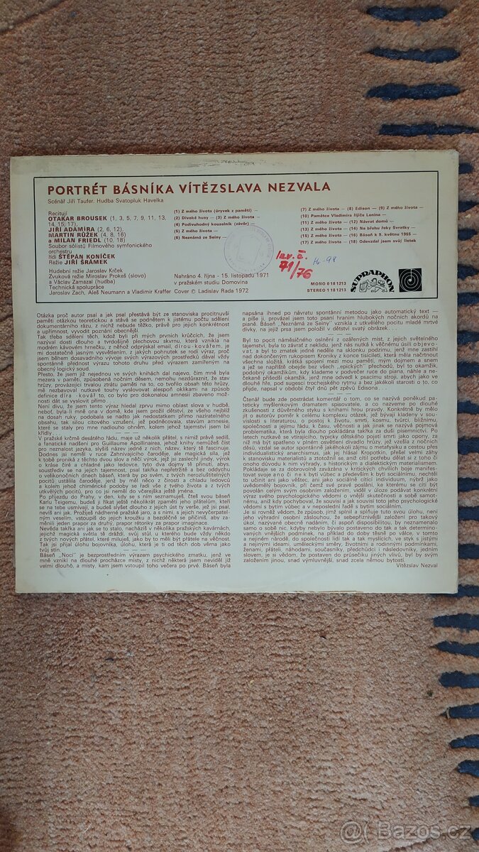 Gramodeska portrét básníka Vítězslava Nezvala - 2