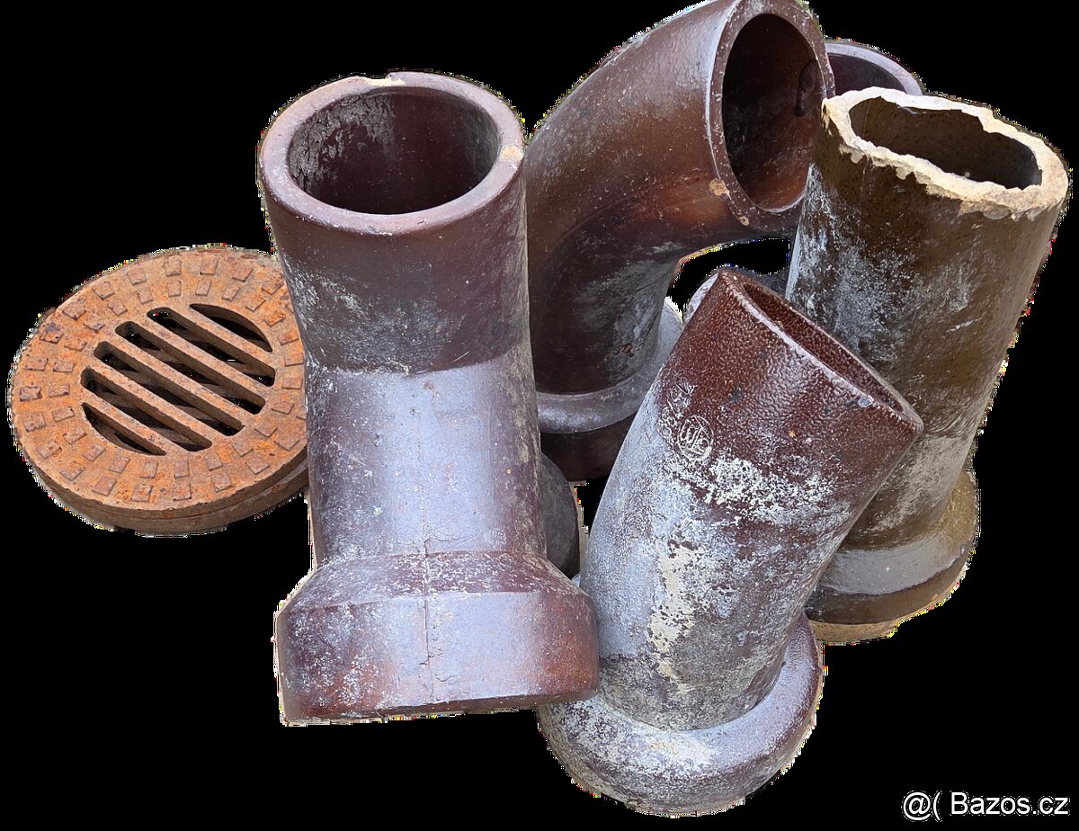 Kameninové potrubí 22ks, celková délka 28m, příslušenství - 2