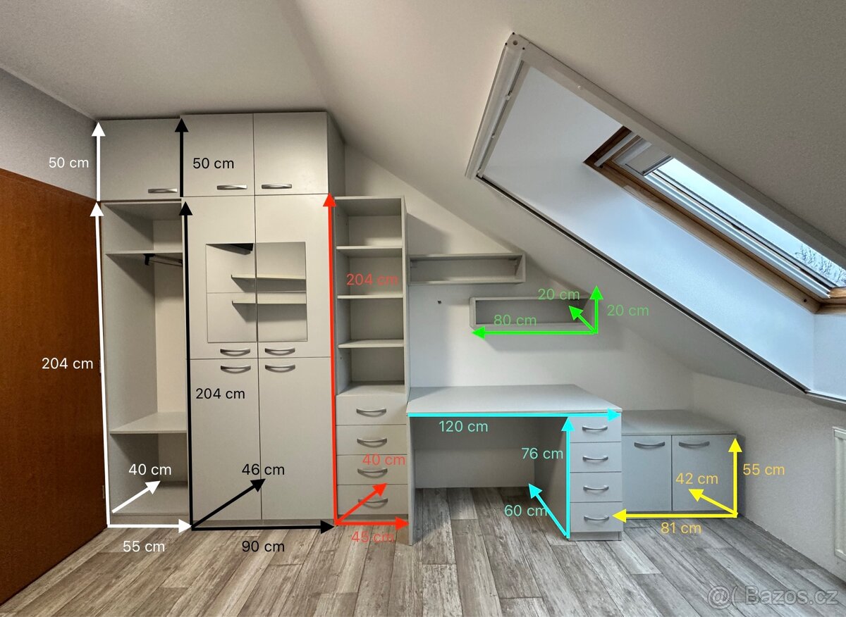 Šatní skříně a stůl - 2