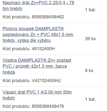 pletivo poplastované hnědé 180cm, sloupky a příslušenství - 2