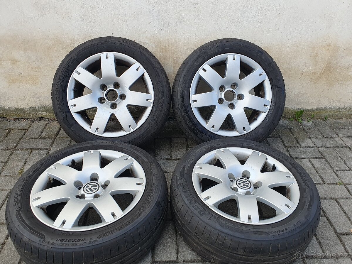 Alu kola vw 5x112 r16 7j et37 letni pneu 205/55/16 - 2