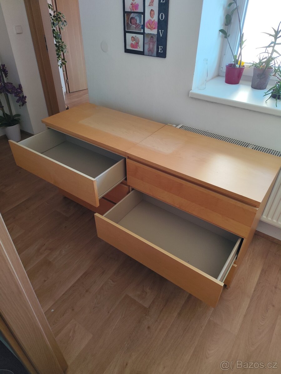 Komoda Malm dekor bříza - 2