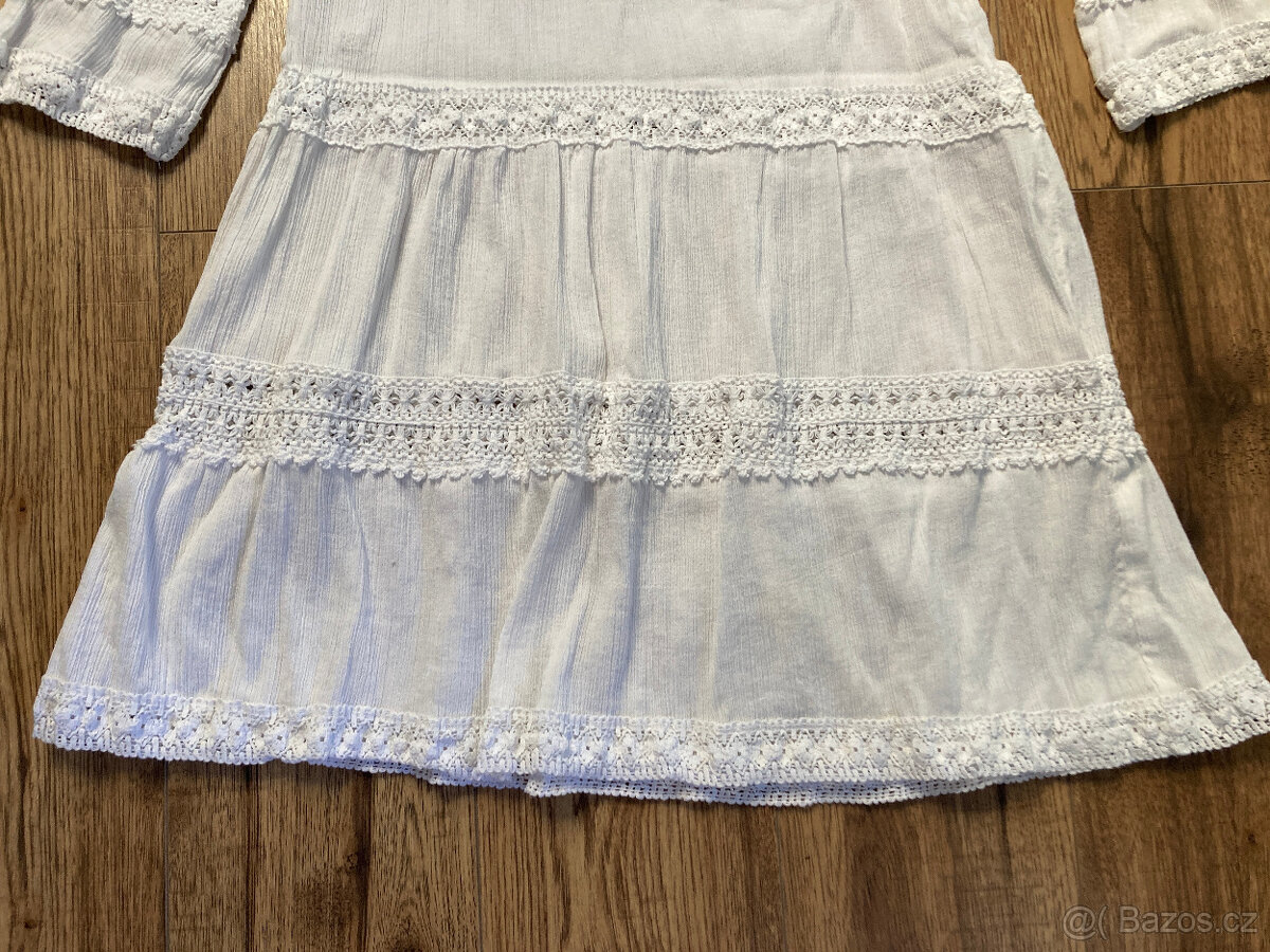 Bílé šaty s madeirovou krajkou (vel. 38) - 2