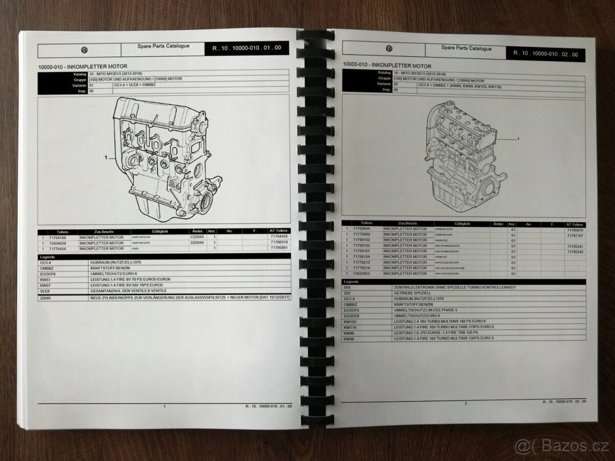 Katalog dílů Alfa Romeo Mito 2013-2018 - 2
