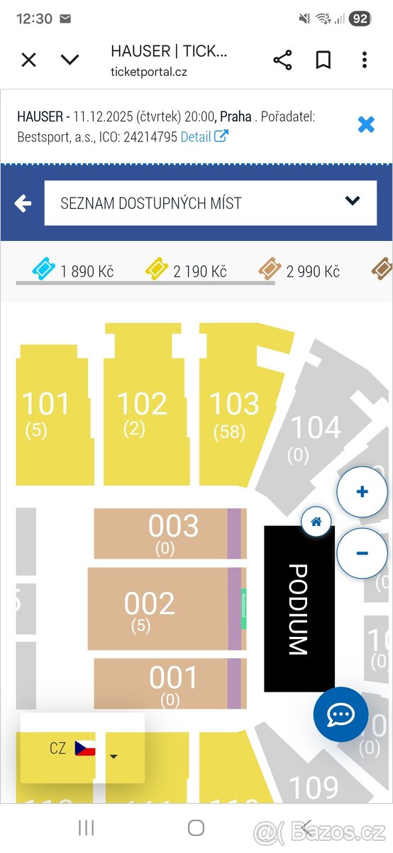 2 lístky na koncert Hauser 11.12 v O2 Aréně - 2