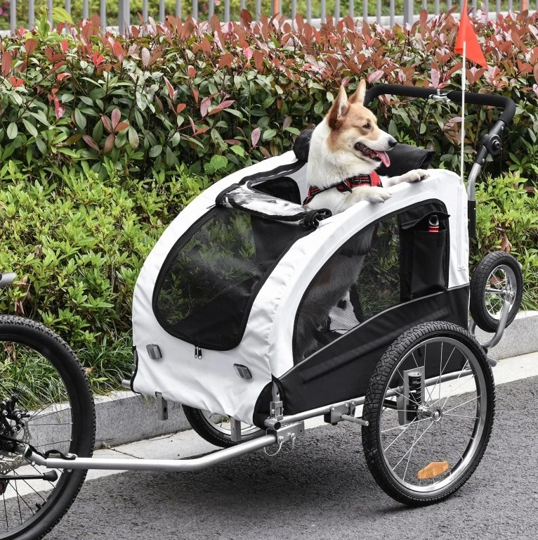 Vozík za kolo pro psy Dixon, bílý - 2