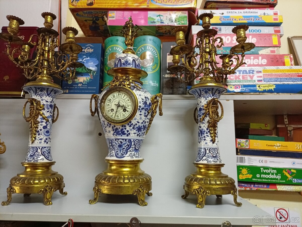 Nádherné starožitné krbové hodiny - 2