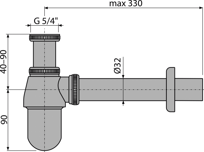 Sifon umyvadlový Alca A431 DN32 s převlečnou - 2