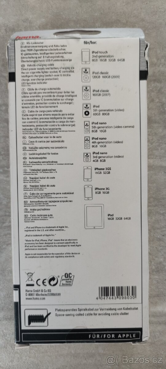 Auto nabíječka iPod,iPad staré typy - 2