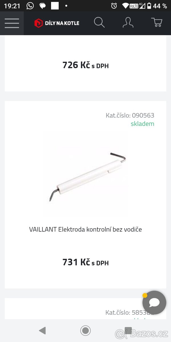 Vaillant ionizační elektroda - 2