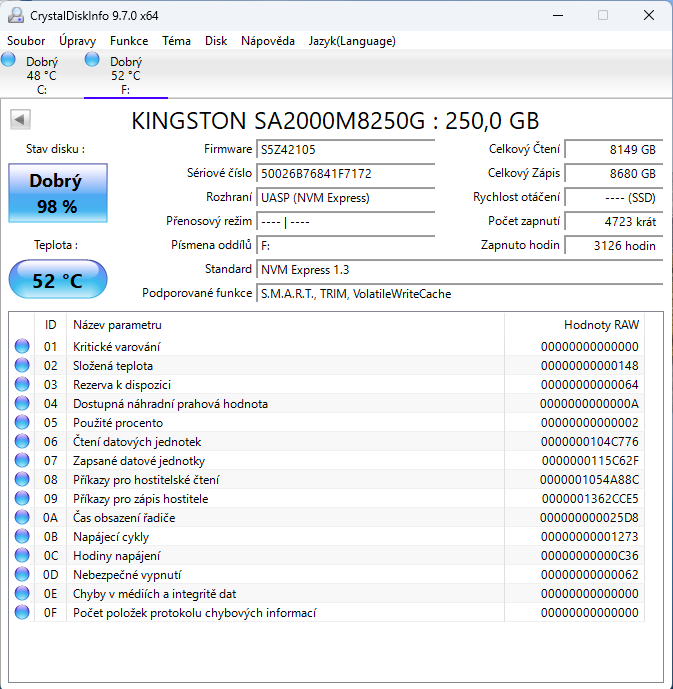 SSD Kingston 250GB A2000 M.2 NVMe (2.disk) - 2