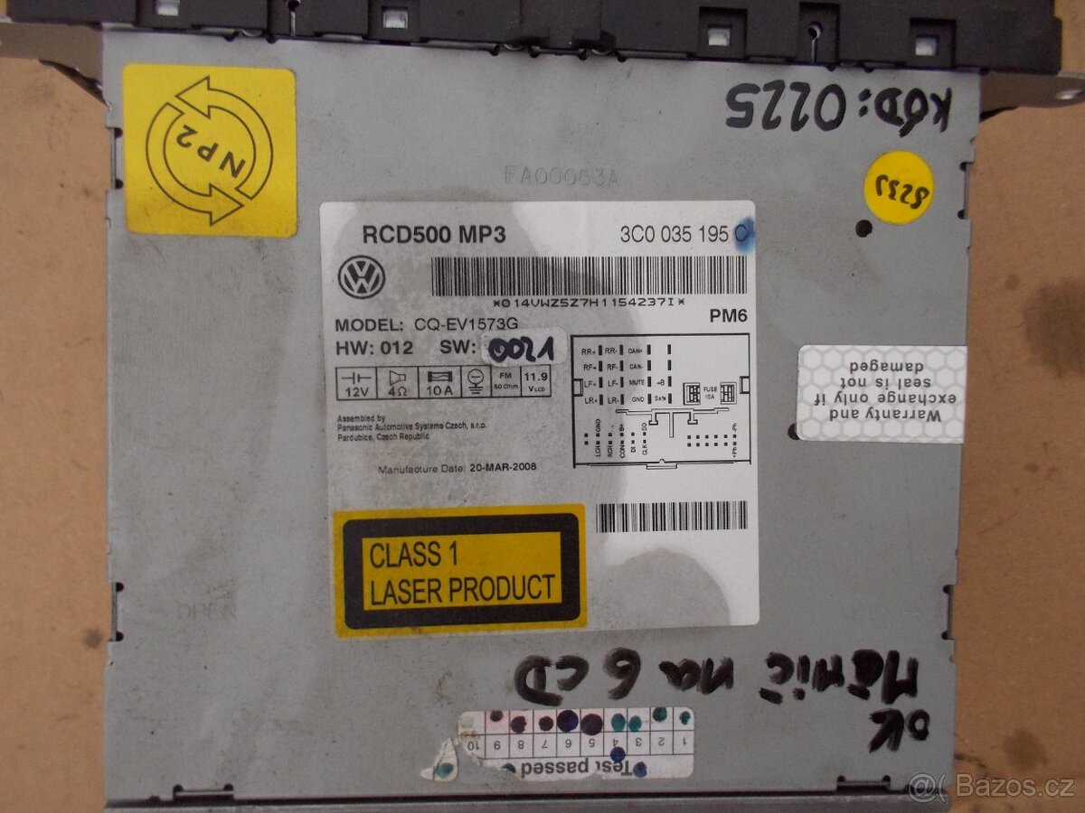 Autorádio RCD500 MP3 VW Golf, Touran - 2